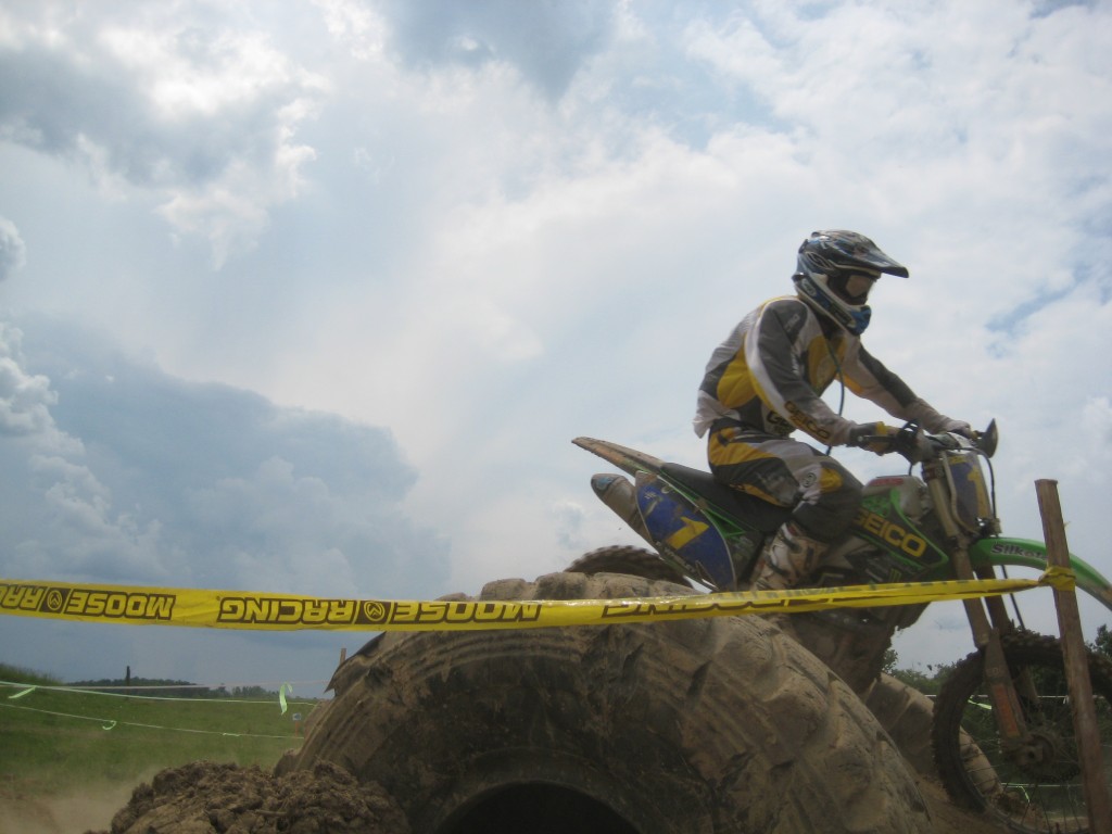 Eventual winner Paul Whibley leads through the Endurocross section