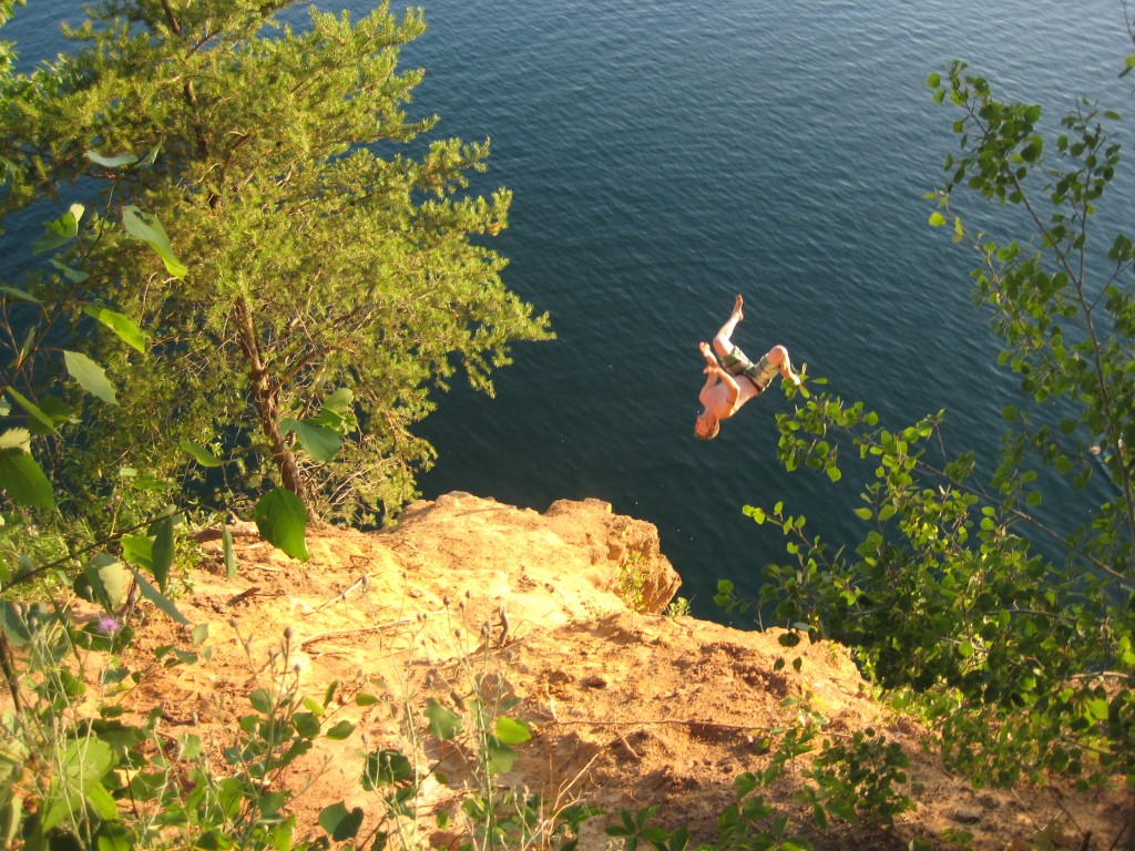Binz attempts a gainer off the mini cliff