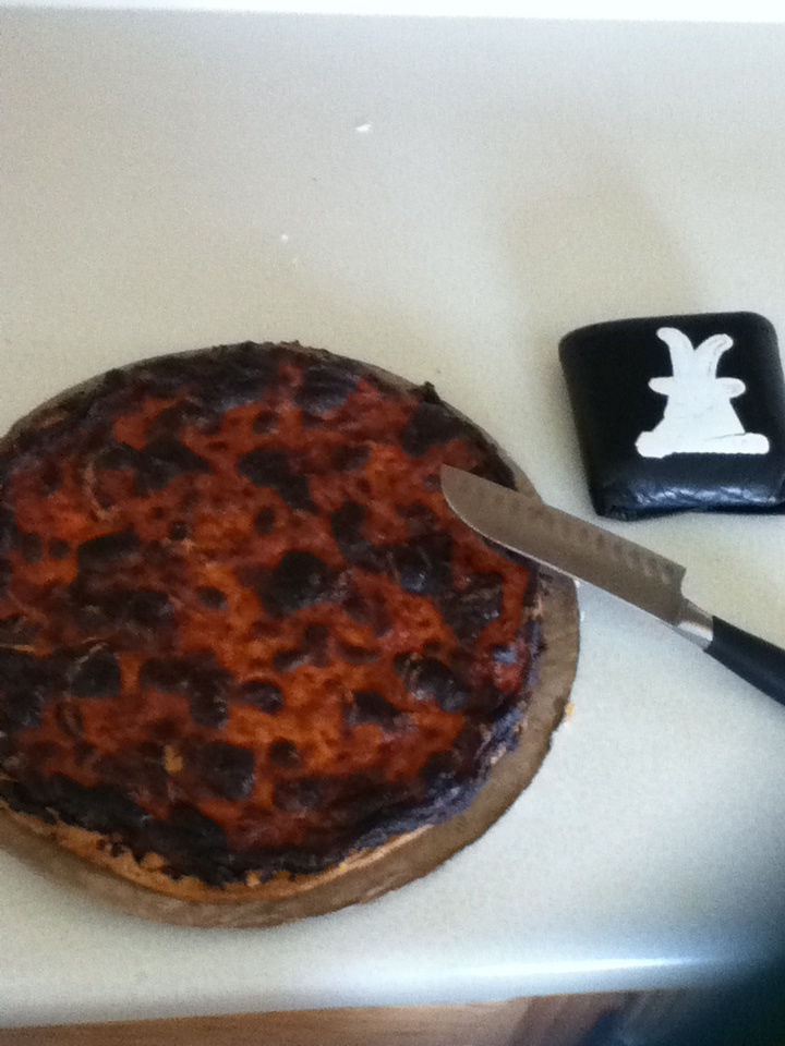 Since the goats at all the food, a burnt pizza for the road