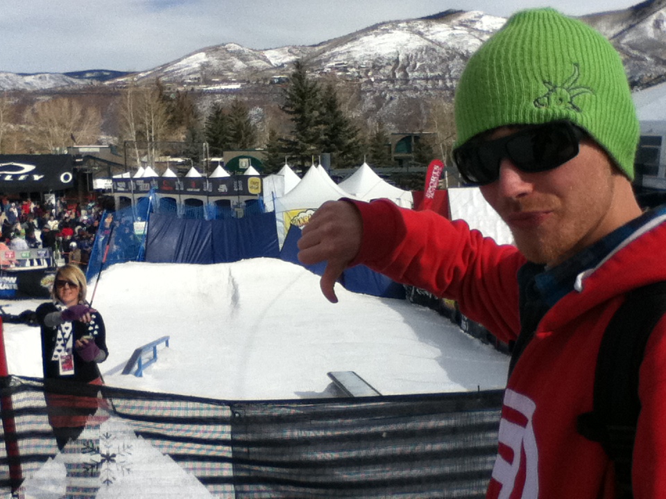 More downward facing thumbs for the X games snowskate park